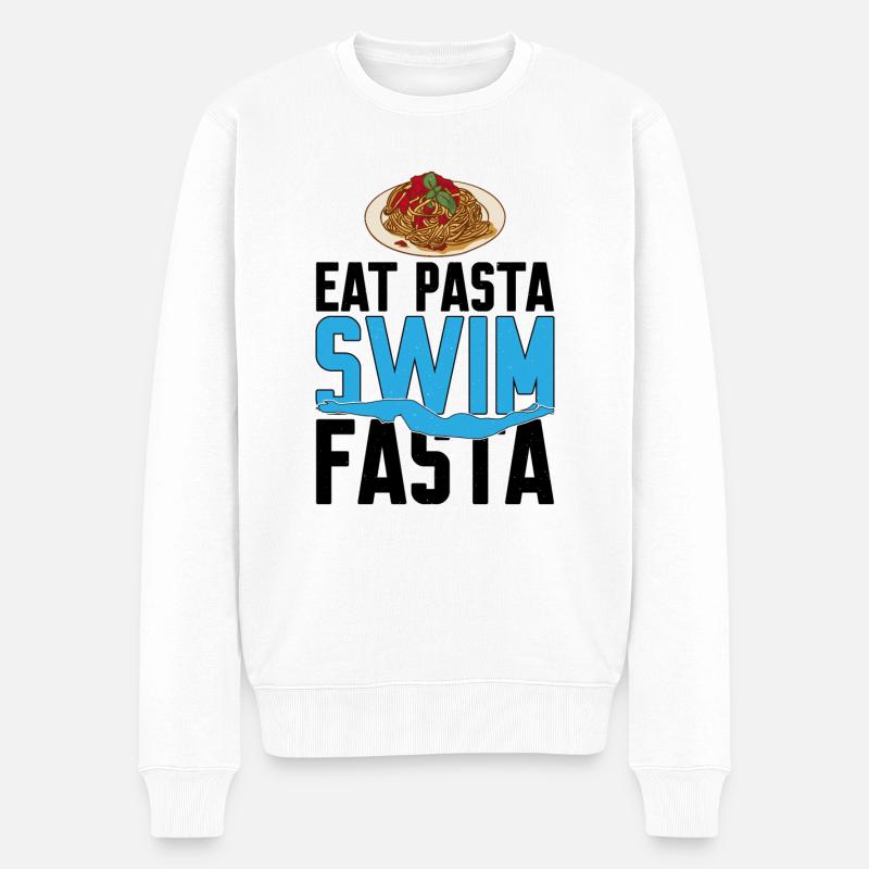 Eat Pasta Swim Fasta 10 - Männer Premium Bio Pullover - Weiß