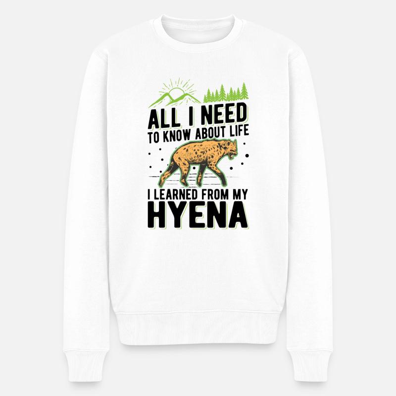 Hyène Cadeau Aardwolf Hyène - Pull Premium bio Homme - blanc