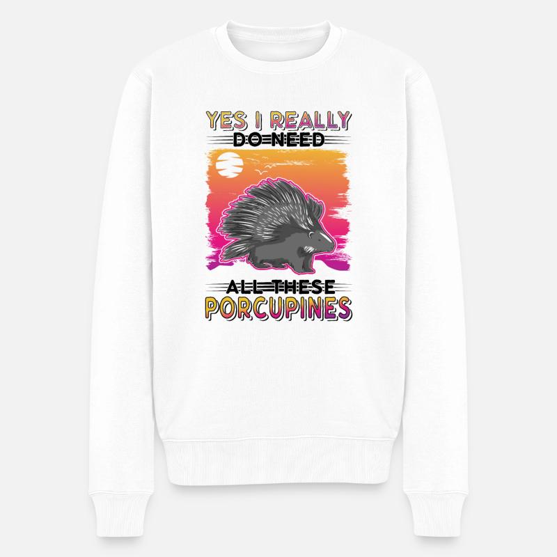 Stachelschwein Geschenk Porcupine - Männer Premium Bio Pullover - Weiß