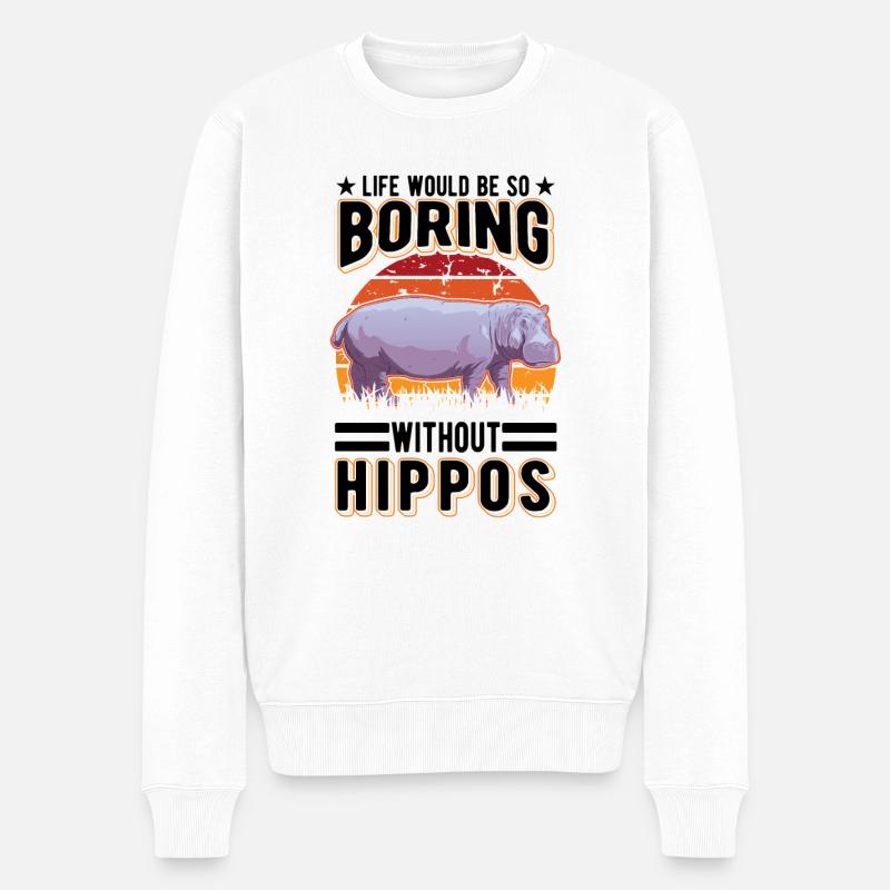 Nilpferd Geschenk Hippo Flusspferd - Männer Premium Bio Pullover - Weiß