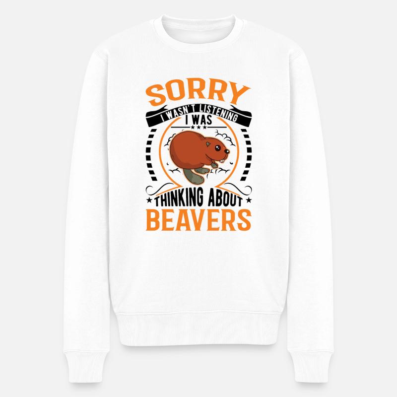 Biber Biberdamm Geschenk Beaver - Männer Premium Bio Pullover - Weiß