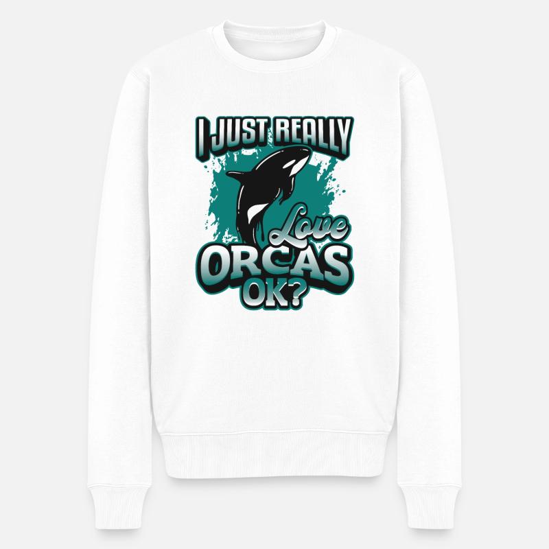 Orca Whale, Ich Liebe Orcas Wirklich. - Männer Premium Bio Pullover - Weiß