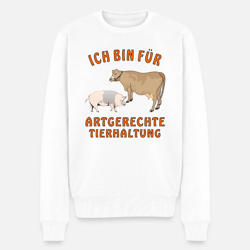 KUH SCHWEIN ICH BIN FÜR ARTGERECHTE TIERHALTUN - Männer Premium Bio Pullover - Weiß