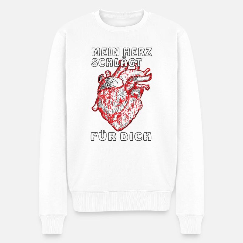 MEIN HERZ SCHLÄGT FÜR DICH - Männer Premium Bio Pullover - Weiß