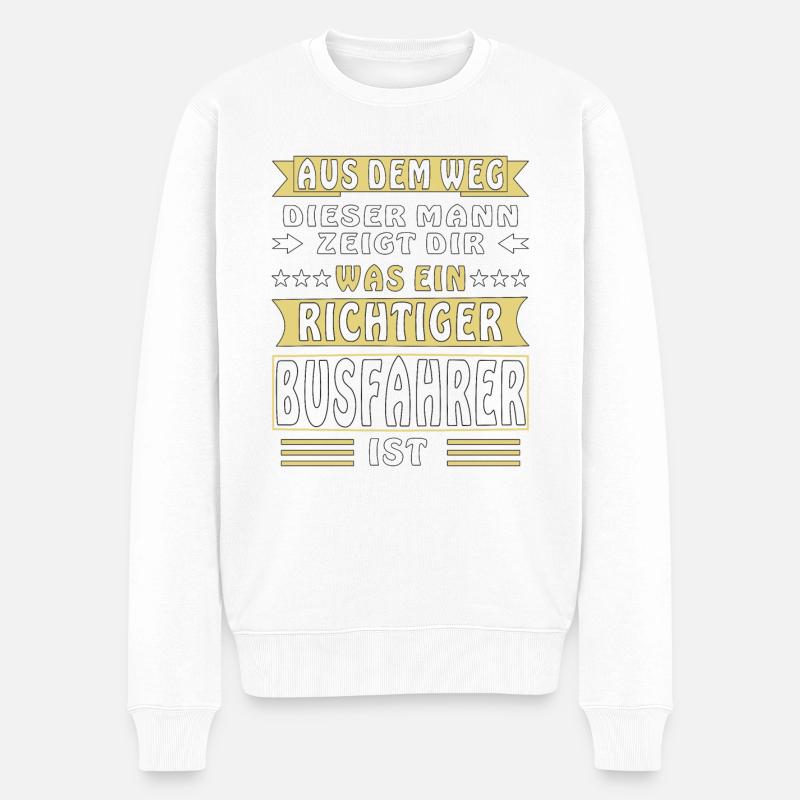 WAS EIN RICHTIGER BUSFAHRER IST - Männer Premium Bio Pullover - Weiß