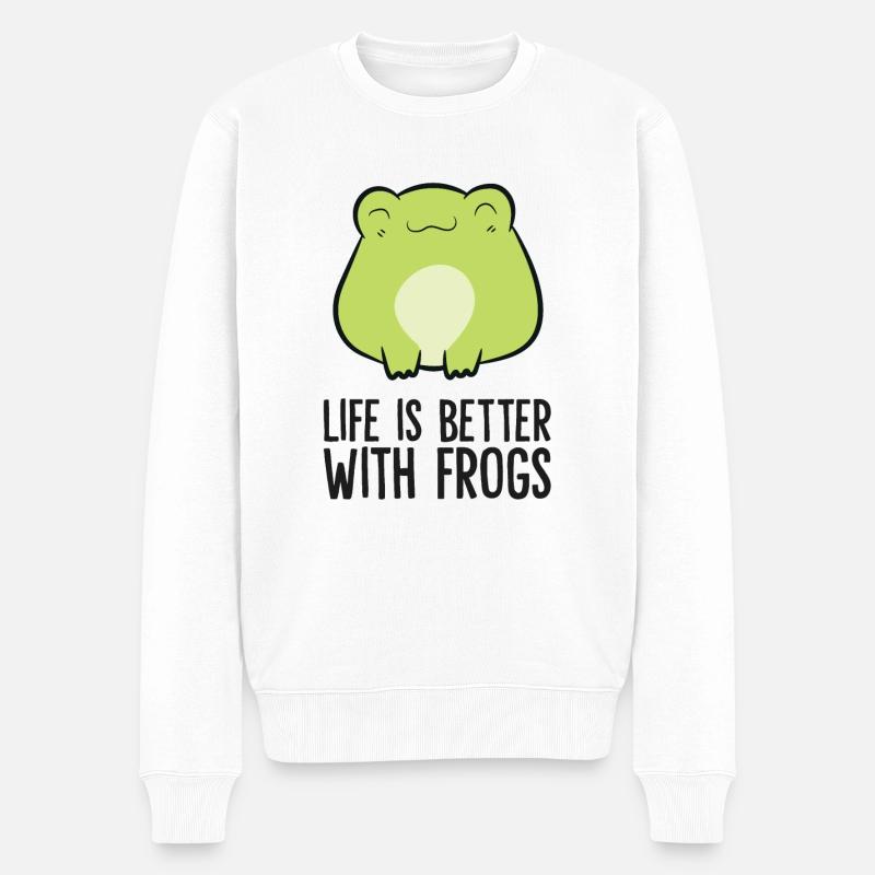 Amateurs de grenouilles La vie est meilleure avec les grenouilles - Pull Premium bio Homme - blanc