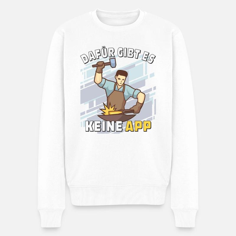 SCHMIED DAFÜR GIBT ES KEINE APP - Männer Premium Bio Pullover - Weiß