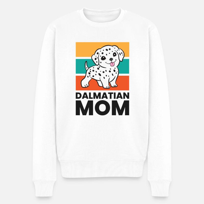 Drôle Dalmatian Maman Dalmatian Dog - Pull Premium bio Homme - blanc