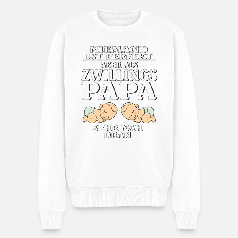 ZWILLINGS PAPA - Männer Premium Bio Pullover - Weiß