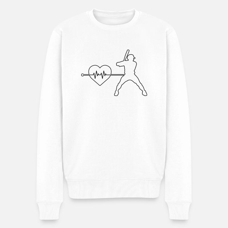 Battements de cœur de baseball - Pull Premium bio Homme - blanc