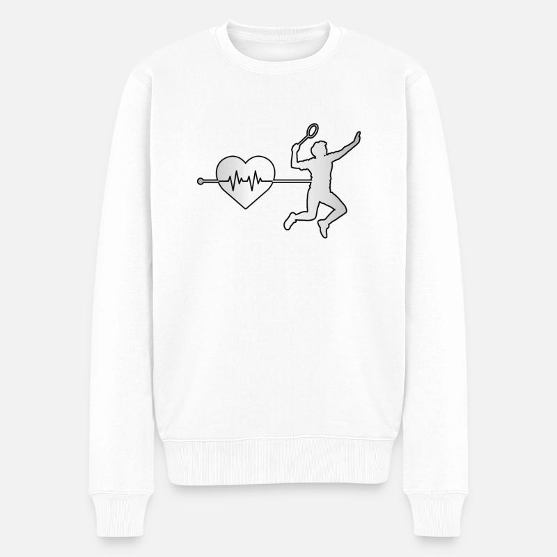 Badminton Herzschlag - Männer Premium Bio Pullover - Weiß