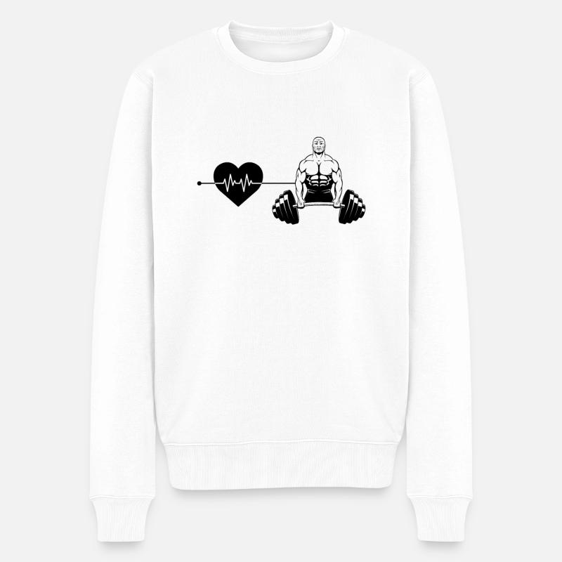 Rythme cardiaque de musculation - Pull Premium bio Homme - blanc