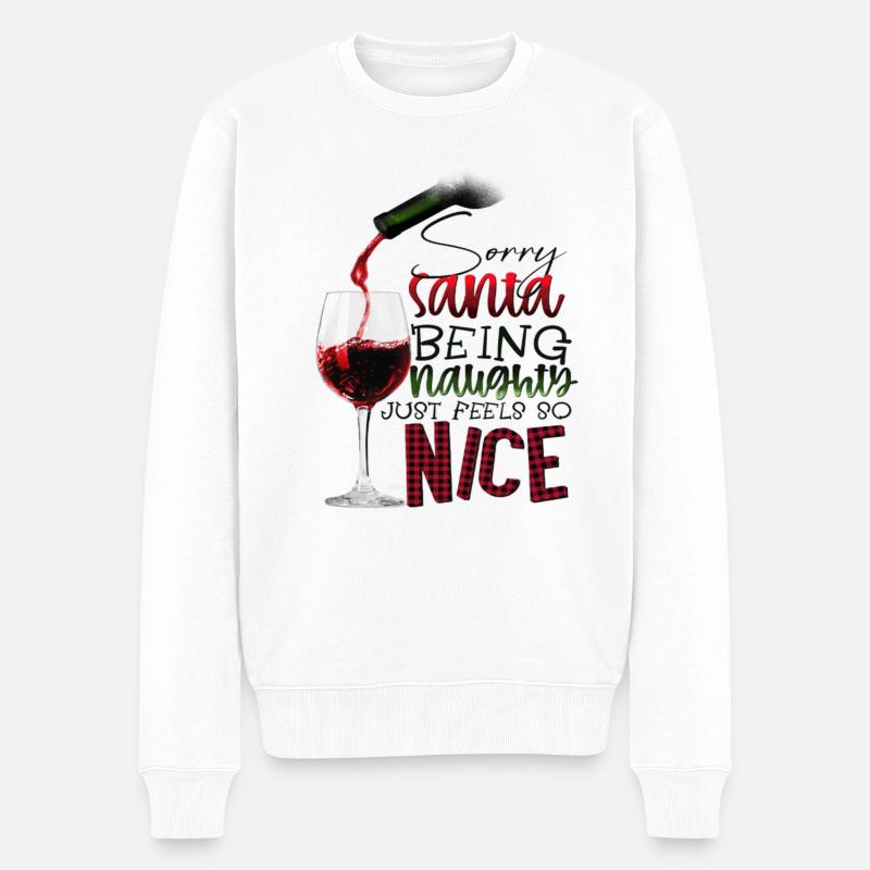 Naughty Wine Drinker - Männer Premium Bio Pullover - Weiß