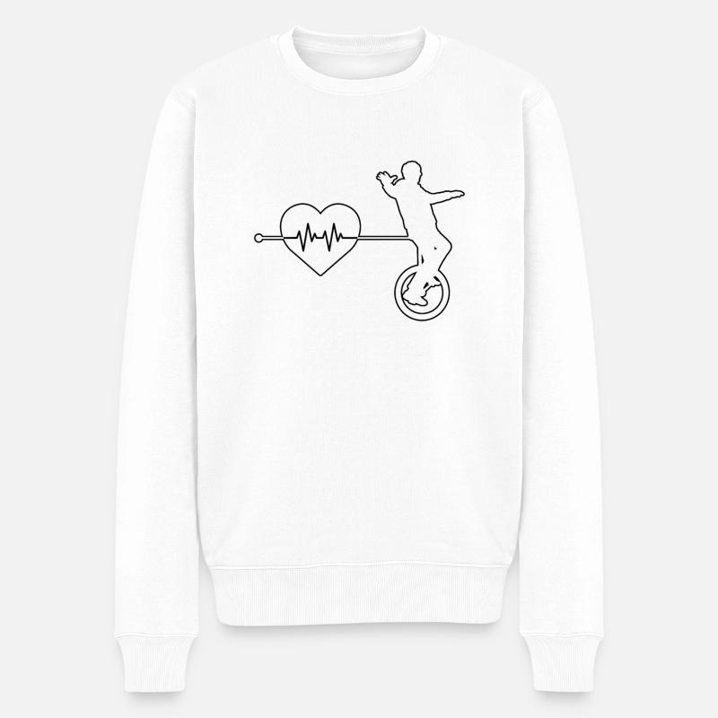 Einrad Herzschlag - Männer Premium Bio Pullover - Weiß