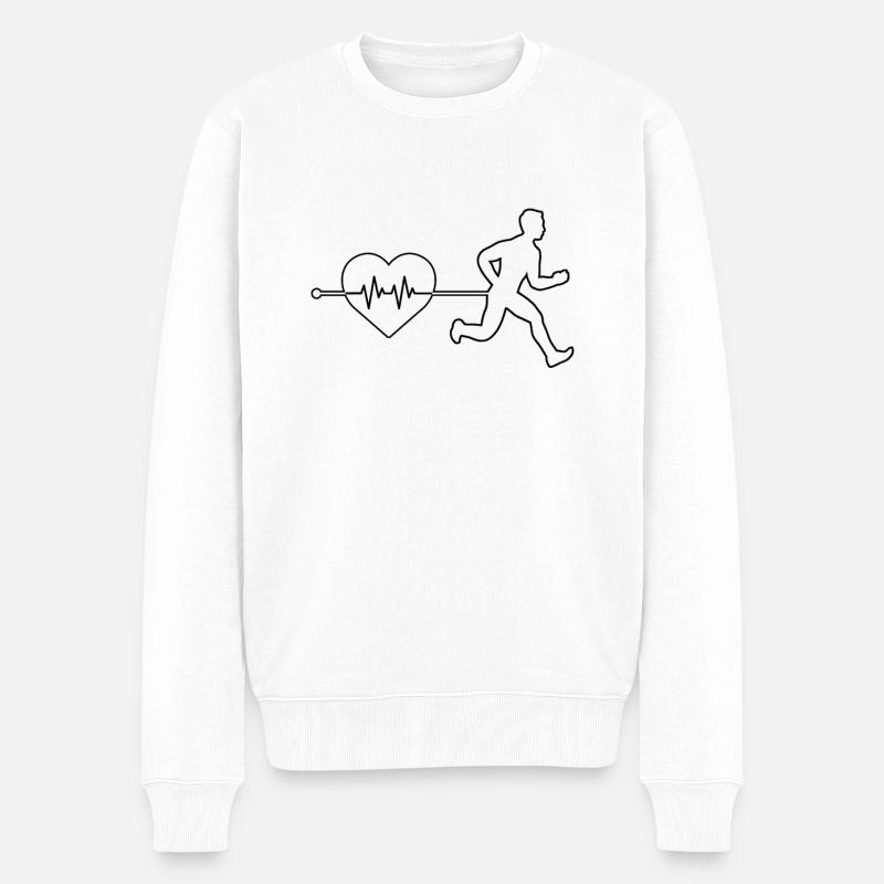 Rythme cardiaque de jogging - Pull Premium bio Homme - blanc