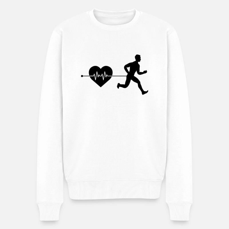 Joggen Herzschlag - Männer Premium Bio Pullover - Weiß