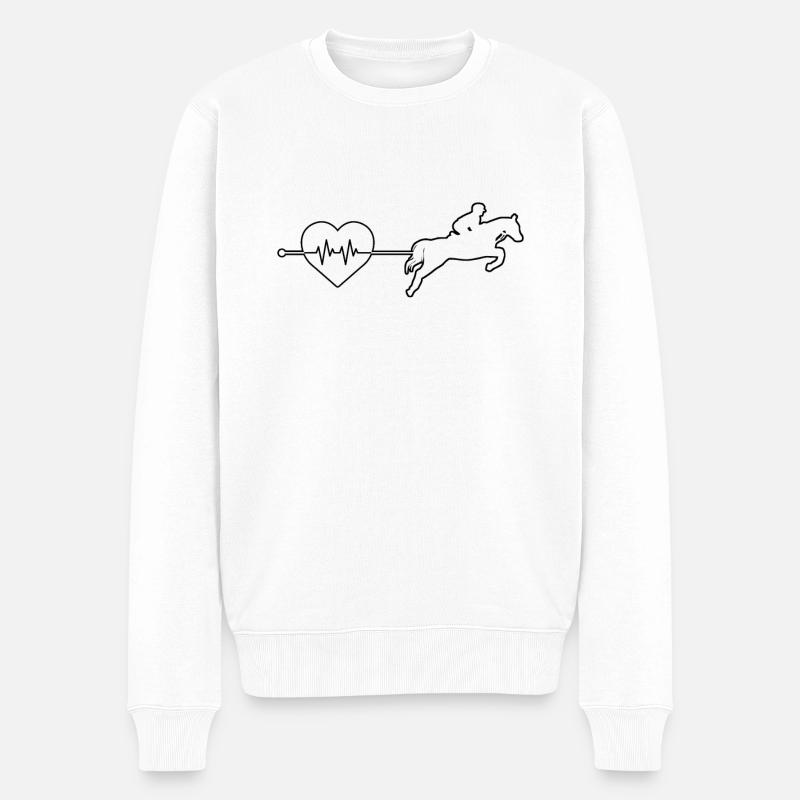 Pferd Herzschlag - Männer Premium Bio Pullover - Weiß