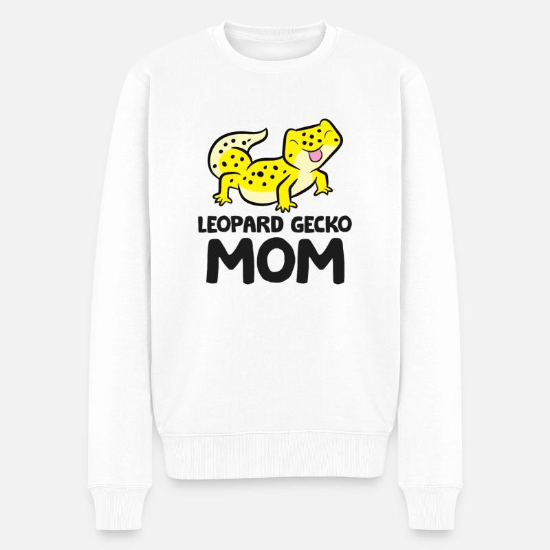 Leopardgecko Mama Eidechse Reptil Leopardgecko - Männer Premium Bio Pullover - Weiß