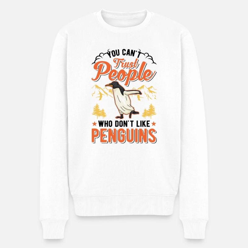 Pinguin Geschenk Penguin - Männer Premium Bio Pullover - Weiß