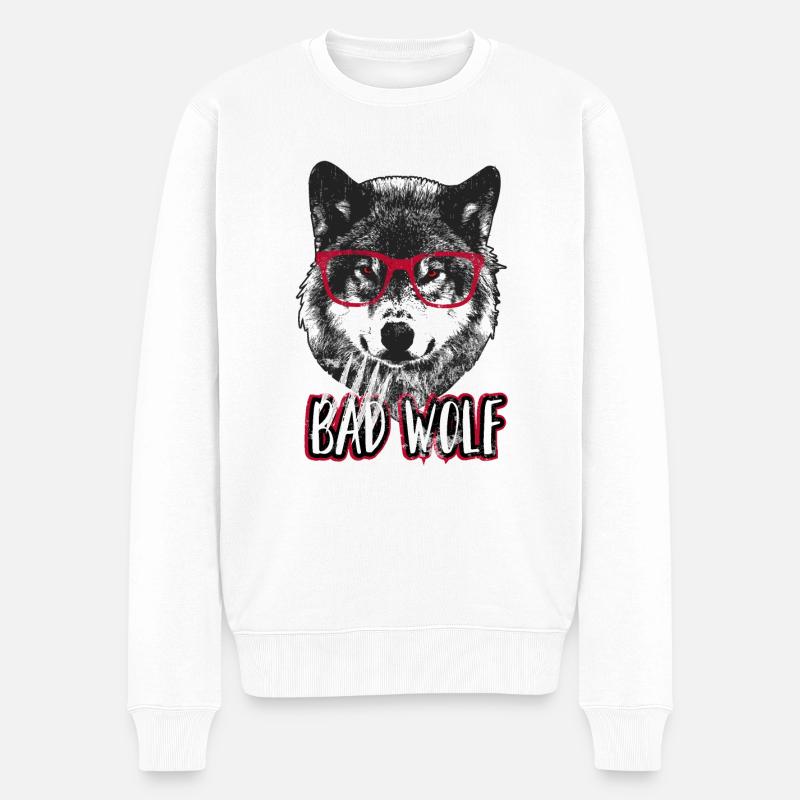 Böser Wolf - Grumpy Christmas Wolf - Männer Premium Bio Pullover - Weiß