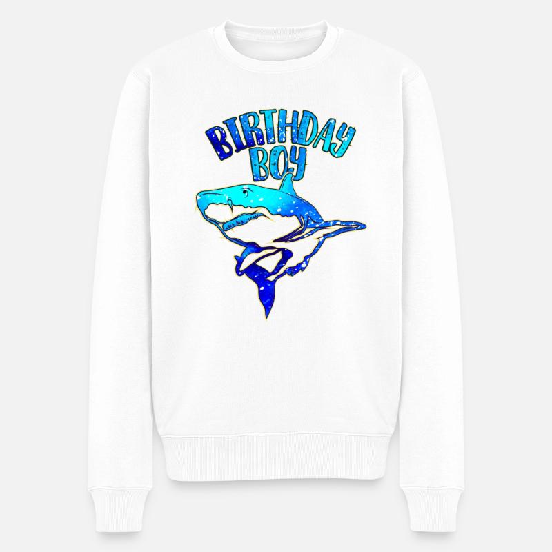 Birthday Boy - Thème Requin - Pull Premium bio Homme - blanc