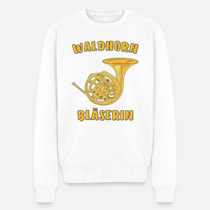 WALDHORN BLÄSERIN - Männer Premium Bio Pullover - Weiß