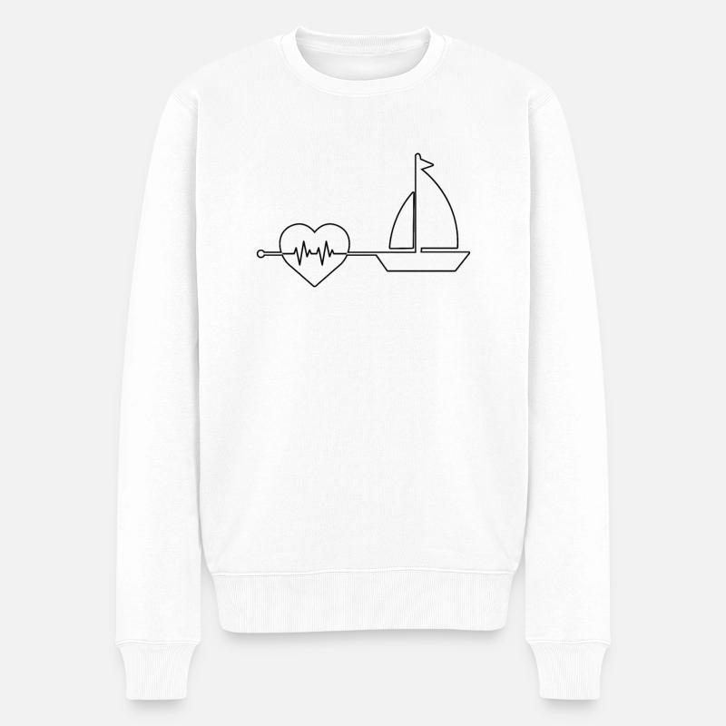 Segeln Herzschlag - Männer Premium Bio Pullover - Weiß