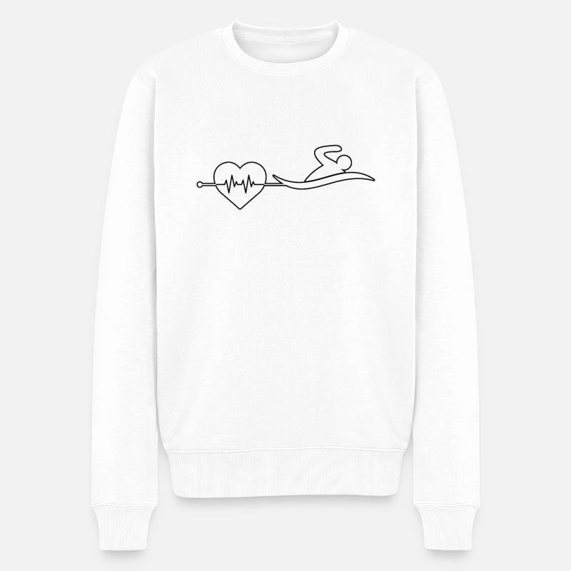 Rythme cardiaque de nage - Pull Premium bio Homme - blanc
