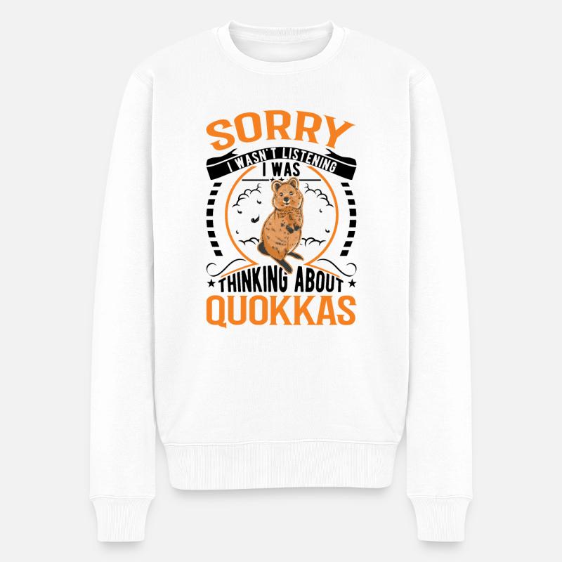 Quokka Geschenk Kurzschwanzkänguru - Männer Premium Bio Pullover - Weiß