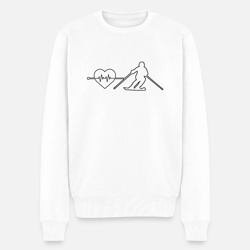 Ski Herzschlag - Männer Premium Bio Pullover - Weiß