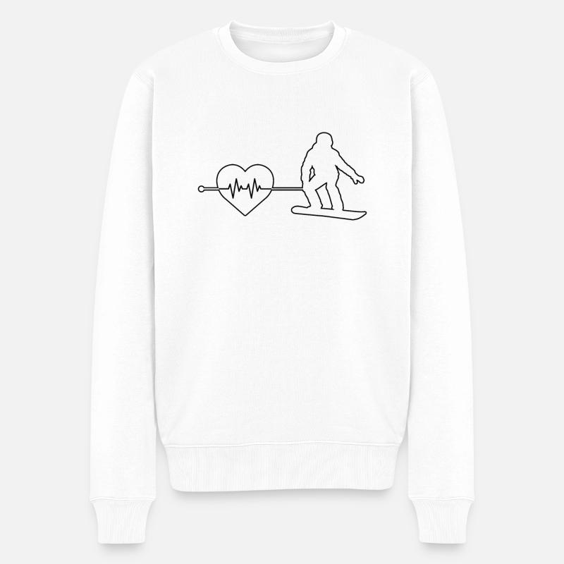 Snowboarding Herzschlag - Männer Premium Bio Pullover - Weiß