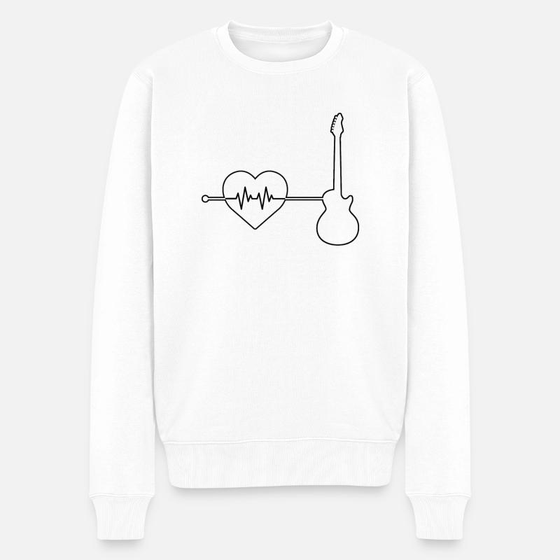 E Guitare Heartbeat - Pull Premium bio Homme - blanc