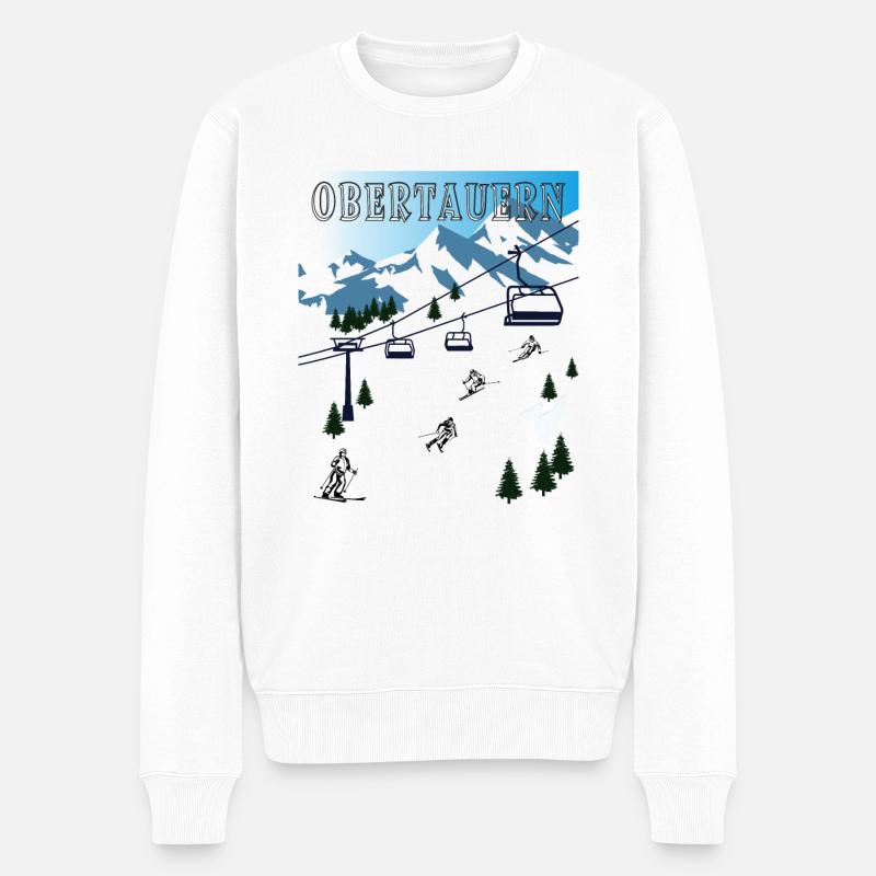 SCHI FAHREN OBERTAUERN - Männer Premium Bio Pullover - Weiß