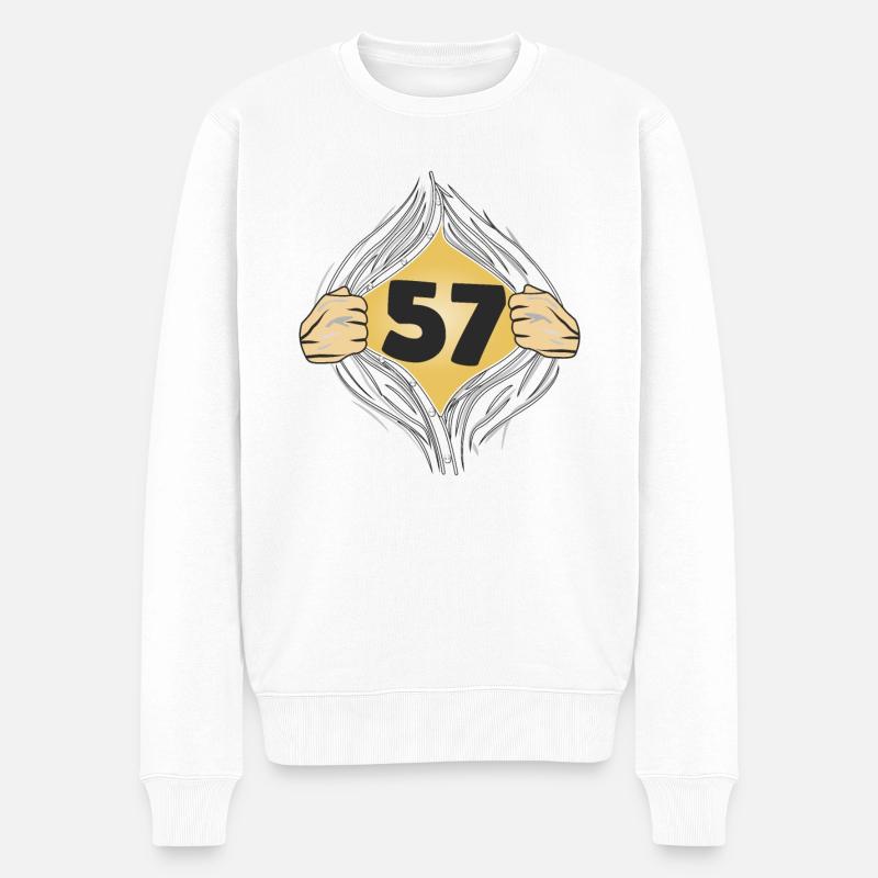 57 HEMD AUFZIEHEN - Männer Premium Bio Pullover - Weiß