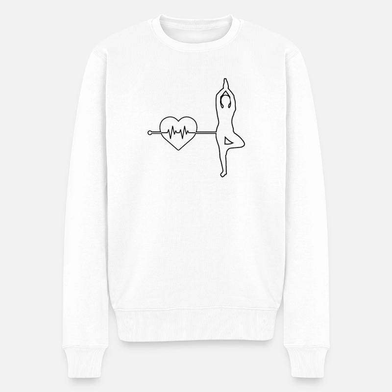 Yoga Herzschlag - Männer Premium Bio Pullover - Weiß