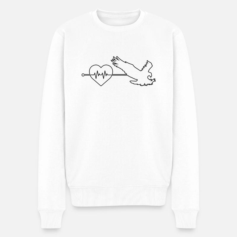 Adler Herzschlag - Männer Premium Bio Pullover - Weiß