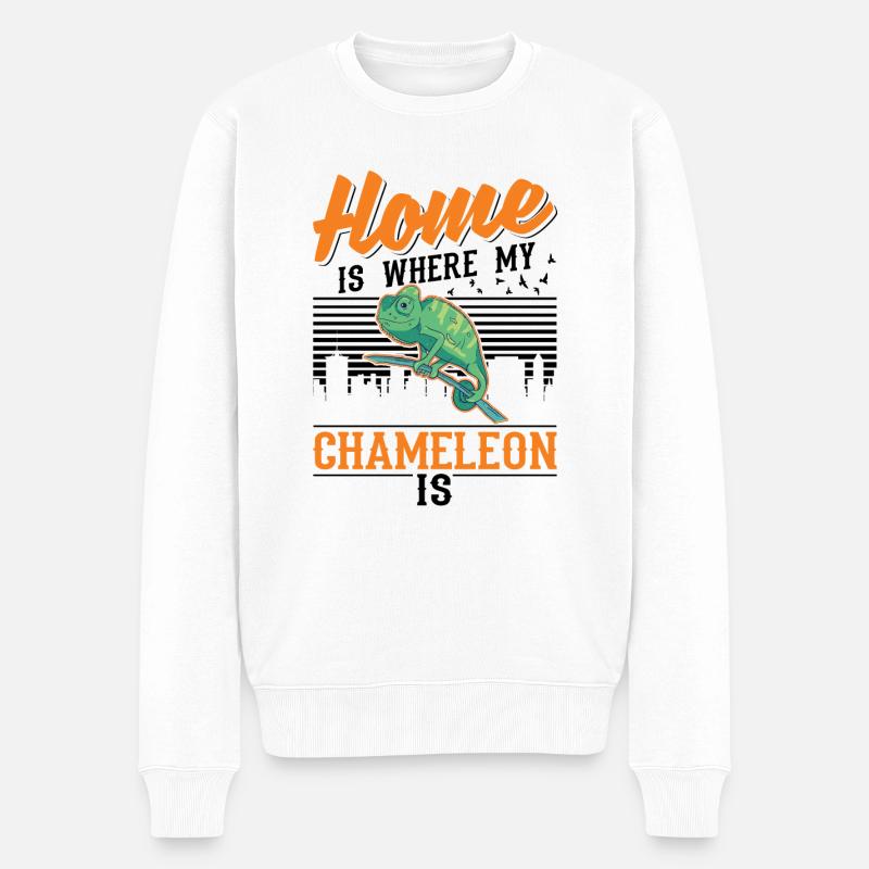 Chamäleon Zuhause Chameleon - Männer Premium Bio Pullover - Weiß