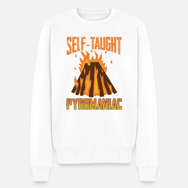 Self-Taught Pyromaniac 5 - Männer Premium Bio Pullover - Weiß
