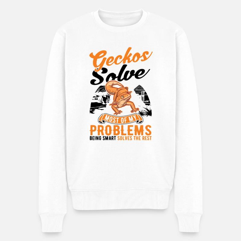 Gecko Geschenk Leopardgecko - Männer Premium Bio Pullover - Weiß