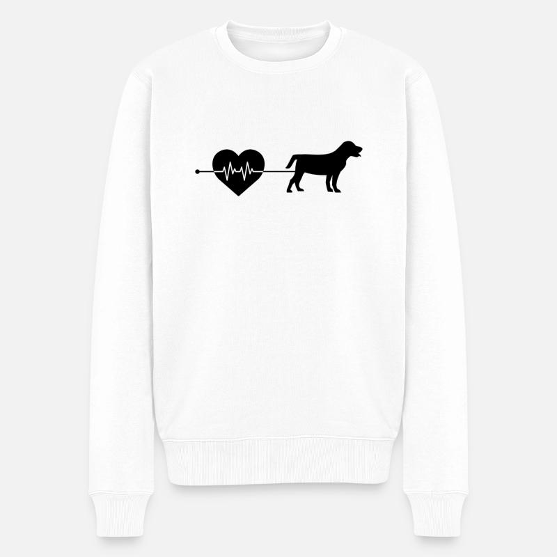 Hund Herzschlag - Männer Premium Bio Pullover - Weiß