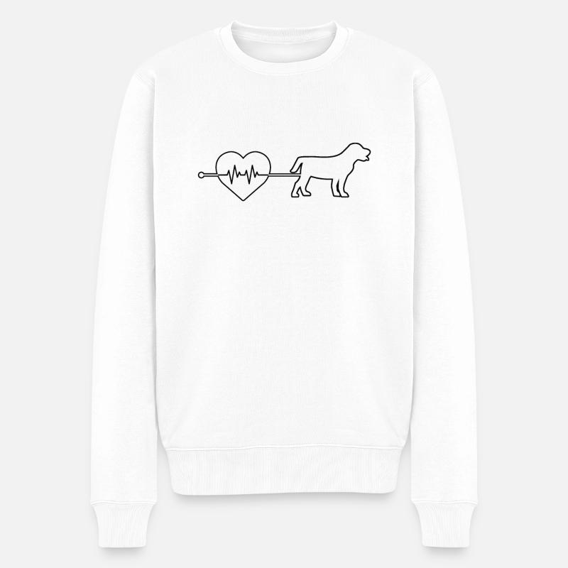Hund Herzschlag - Männer Premium Bio Pullover - Weiß