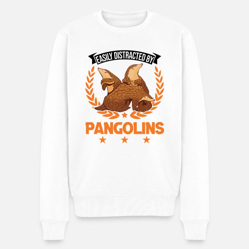 Facilement distrait par les Pangolins - Pull Premium bio Homme - blanc