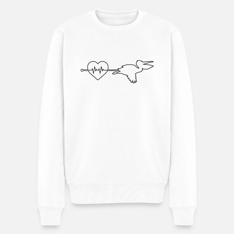Pelikan Herzschlag - Männer Premium Bio Pullover - Weiß