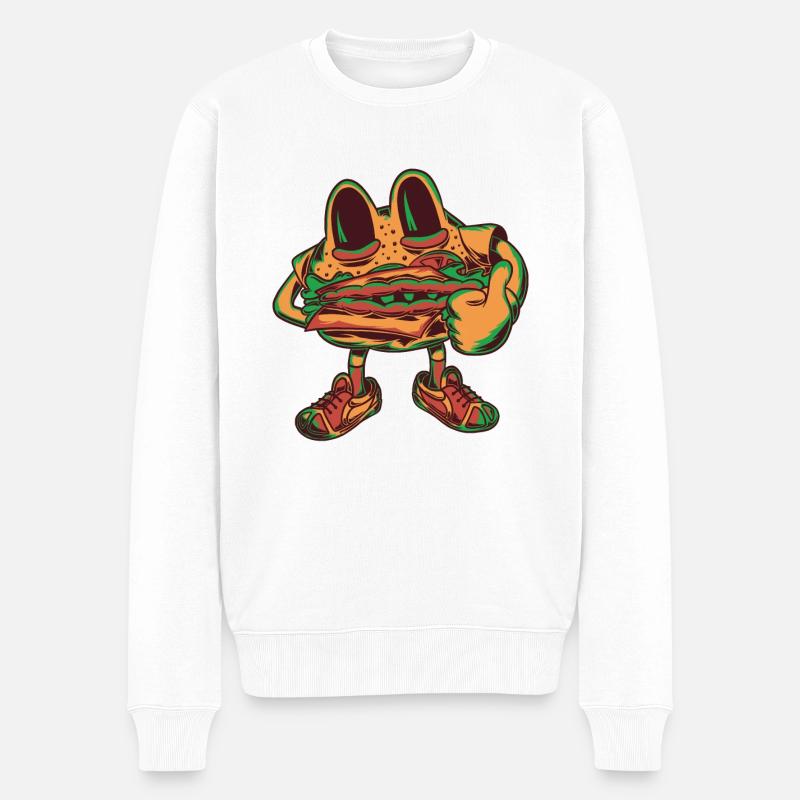 Sandwich Figur - Männer Premium Bio Pullover - Weiß