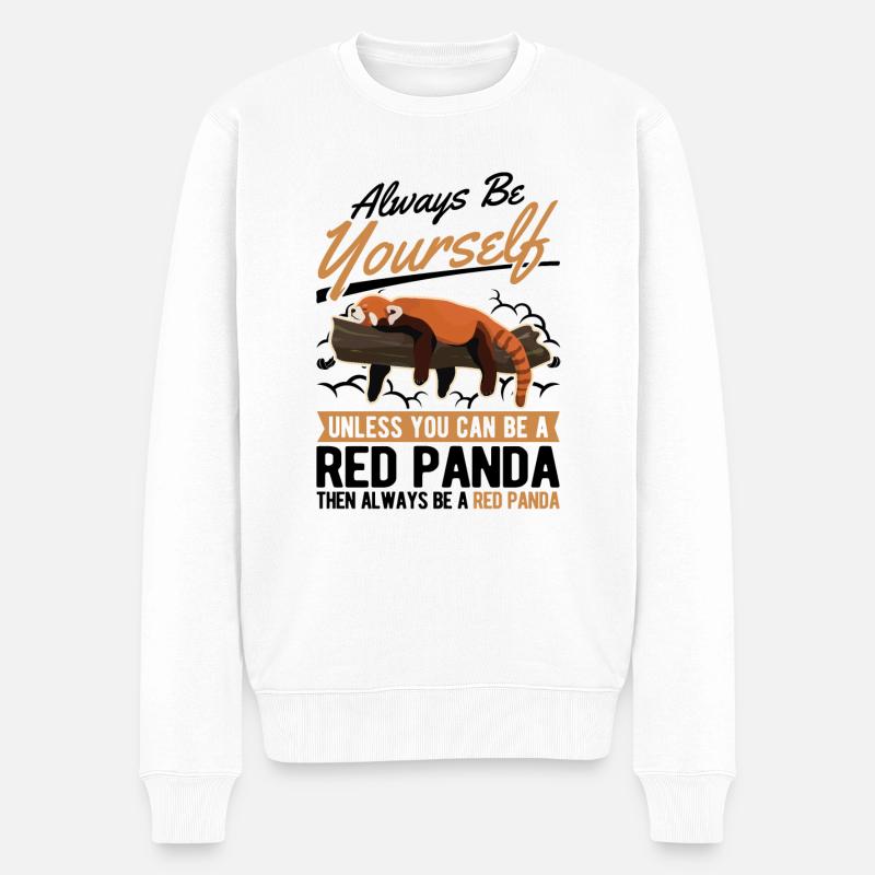 Roter Panda Geschenk Red Panda - Männer Premium Bio Pullover - Weiß