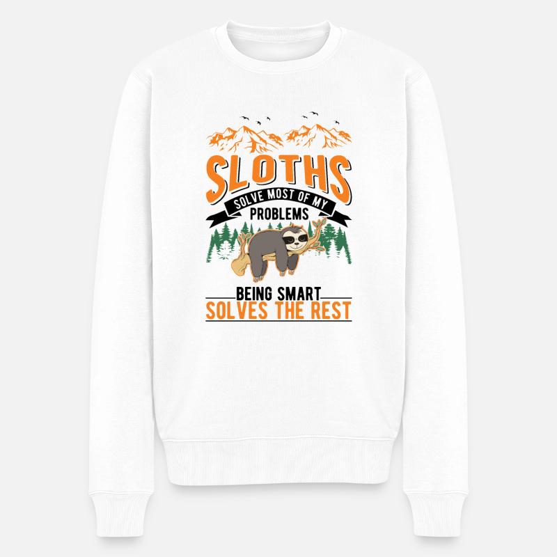 Faultier Geschenk Sloth - Männer Premium Bio Pullover - Weiß