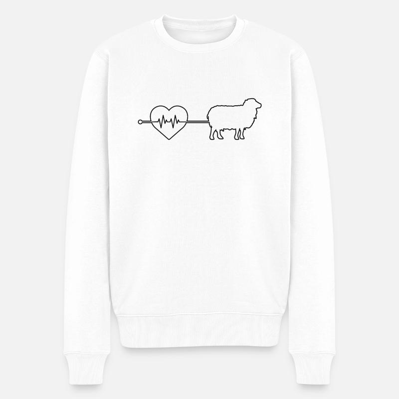 Schaf Herzschlag - Männer Premium Bio Pullover - Weiß