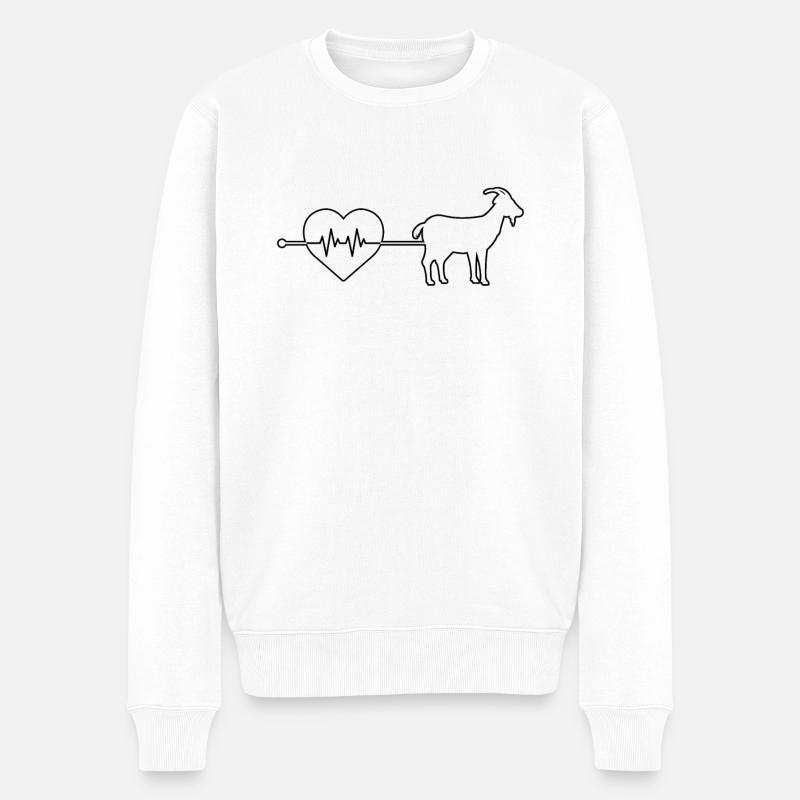 Ziege Herzschlag - Männer Premium Bio Pullover - Weiß