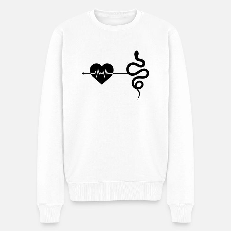 Schlange Herzschlag - Männer Premium Bio Pullover - Weiß
