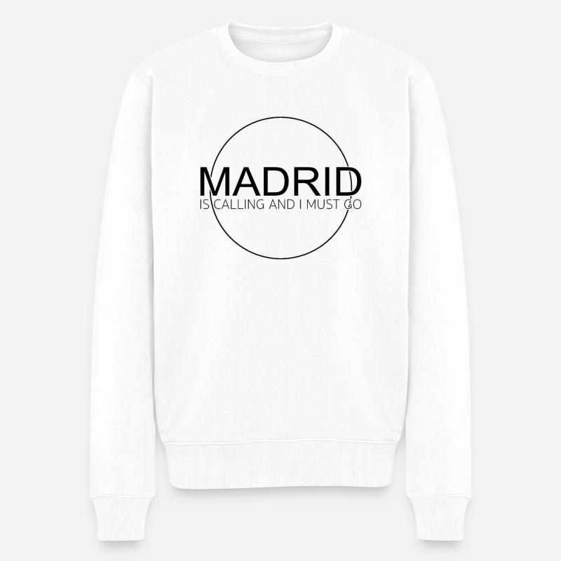Madrid Spruch - Männer Premium Bio Pullover - Weiß
